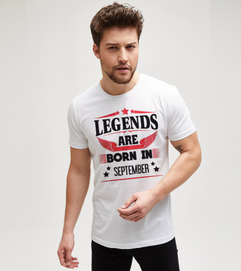 Legends-are-born-in-september-beyaz-tisort-erkek-tshirt-tasarla-on3
