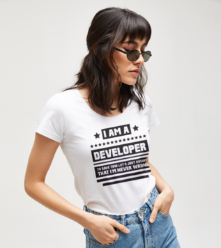 I Am A Developer Beyaz Kadın Tshirt